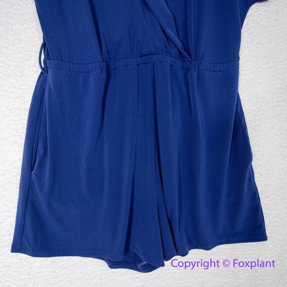 New! 1.STATE Women's Cuffed Sleeve Romper‎ Blue, size L - Picture 4 of 11